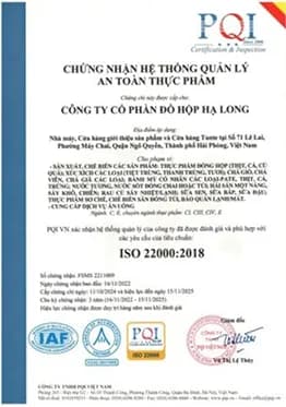 Chứng nhận ISO 22000 quốc tế